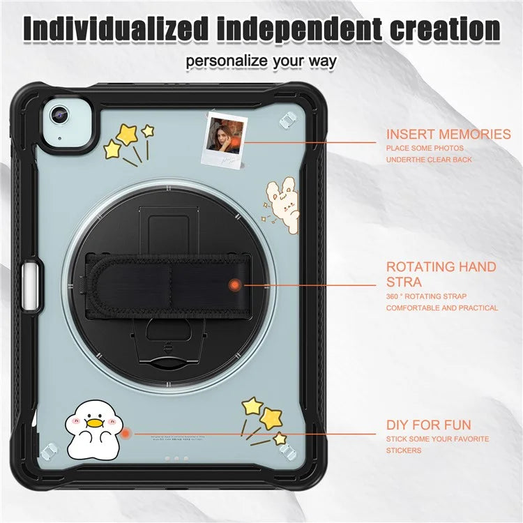 For iPad Air 11 (2024) / Air (2022) / (2020) / iPad Pro 11 (2022) / (2021) / (2020) / (2018) Case Hand Strap Kickstand Cover