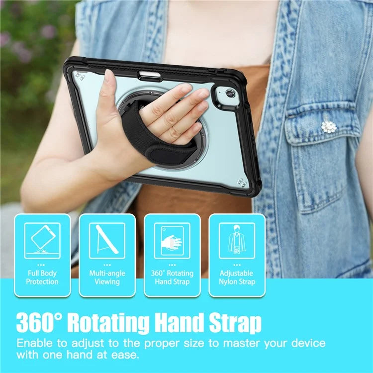 For iPad Air 11 (2024) / Air (2022) / (2020) / iPad Pro 11 (2022) / (2021) / (2020) / (2018) Case Hand Strap Kickstand Cover