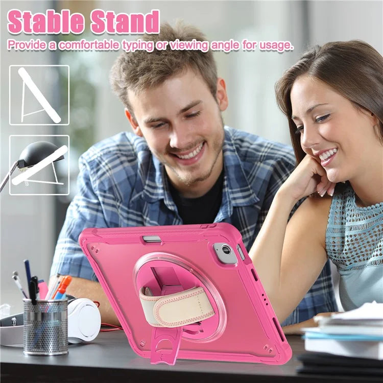 For iPad Air 11 (2024) / Air (2022) / (2020) / iPad Pro 11 (2022) / (2021) / (2020) / (2018) Case Hand Strap Kickstand Cover