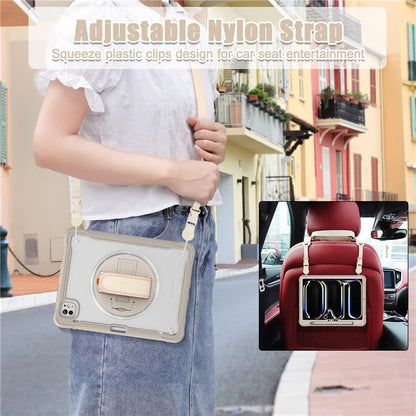 For iPad Pro 11 (2024) Case Hand Strap Kickstand PC+TPU+Silicone Cover with Shoulder Strap
