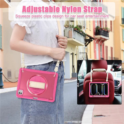 For iPad Pro 11 (2024) Case Hand Strap Kickstand PC+TPU+Silicone Cover with Shoulder Strap