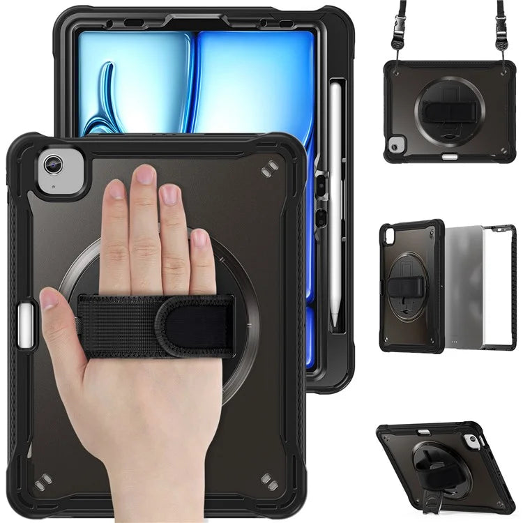 For iPad Air 11 (2024) / Air (2022) / (2020) / iPad Pro 11 (2022) / (2021) / (2020) / (2018) Case Kickstand Cover with Shoulder Strap