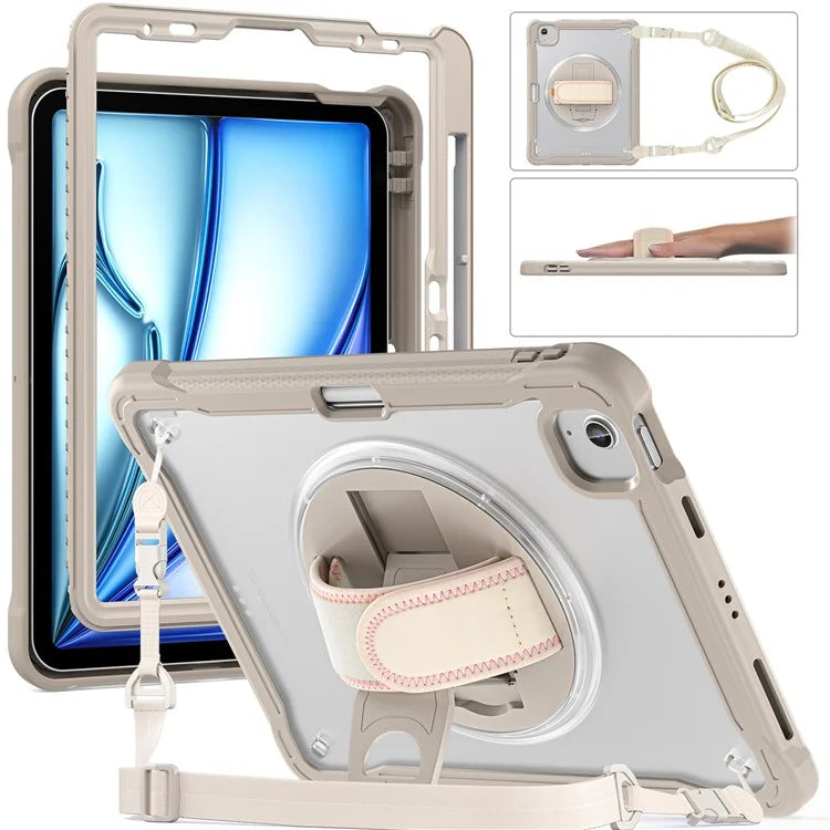 For iPad Air 11 (2024) / Air (2022) / (2020) / iPad Pro 11 (2022) / (2021) / (2020) / (2018) Case Kickstand Cover with Shoulder Strap