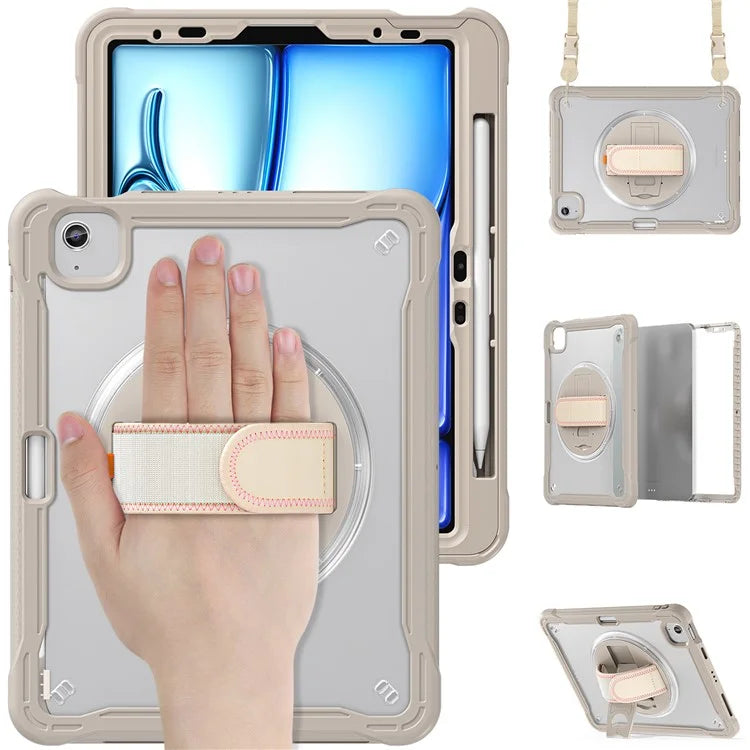 For iPad Air 11 (2024) / Air (2022) / (2020) / iPad Pro 11 (2022) / (2021) / (2020) / (2018) Case Kickstand Cover with Shoulder Strap