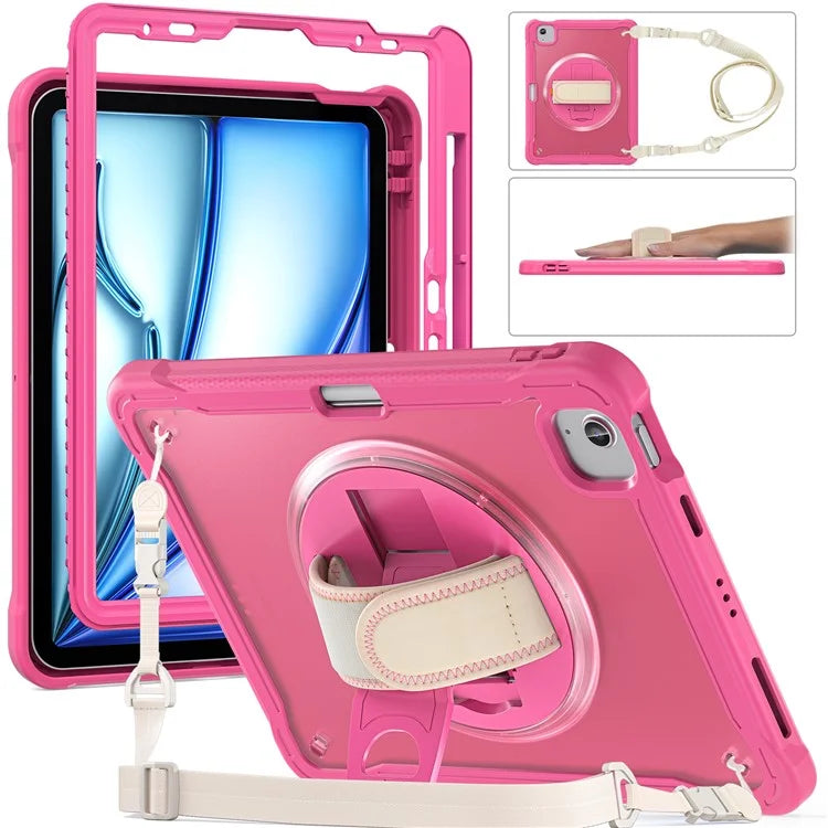 For iPad Air 11 (2024) / Air (2022) / (2020) / iPad Pro 11 (2022) / (2021) / (2020) / (2018) Case Kickstand Cover with Shoulder Strap