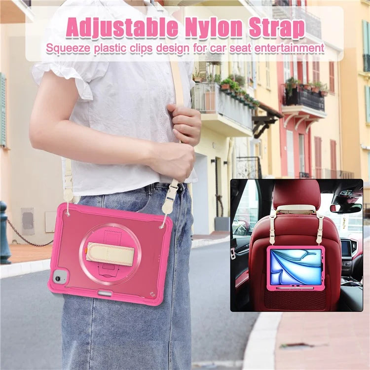 For iPad Air 11 (2024) / Air (2022) / (2020) / iPad Pro 11 (2022) / (2021) / (2020) / (2018) Case Kickstand Cover with Shoulder Strap