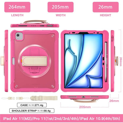 For iPad Air 11 (2024) / Air (2022) / (2020) / iPad Pro 11 (2022) / (2021) / (2020) / (2018) Case Kickstand Cover with Shoulder Strap
