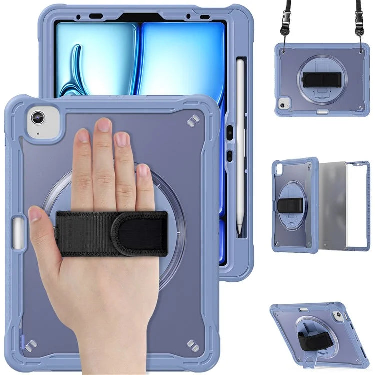 For iPad Air 11 (2024) / Air (2022) / (2020) / iPad Pro 11 (2022) / (2021) / (2020) / (2018) Case Kickstand Cover with Shoulder Strap