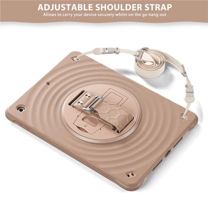 For iPad 10.2 (2021) / (2020) / (2019) Case Kickstand Silicone Hand Strap Tablet Cover with Shoulder Strap