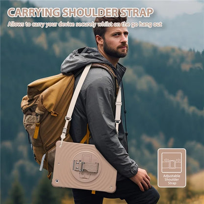 For iPad 10.2 (2021) / (2020) / (2019) Case Kickstand Silicone Hand Strap Tablet Cover with Shoulder Strap