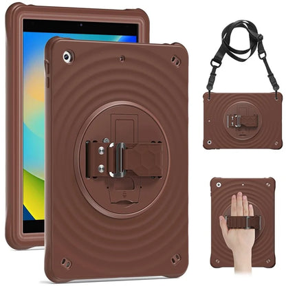 For iPad 10.2 (2021) / (2020) / (2019) Case Kickstand Silicone Hand Strap Tablet Cover with Shoulder Strap