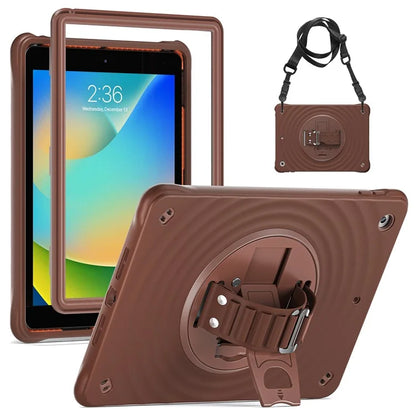 For iPad 10.2 (2021) / (2020) / (2019) Case Kickstand Silicone Hand Strap Tablet Cover with Shoulder Strap