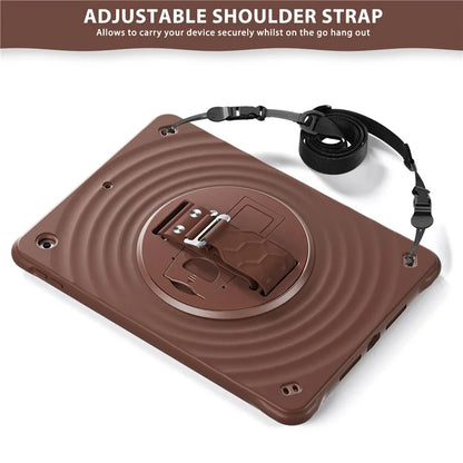 For iPad 10.2 (2021) / (2020) / (2019) Case Kickstand Silicone Hand Strap Tablet Cover with Shoulder Strap