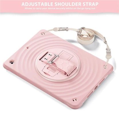 For iPad 10.2 (2021) / (2020) / (2019) Case Kickstand Silicone Hand Strap Tablet Cover with Shoulder Strap