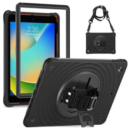 For iPad 10.2 (2021) / (2020) / (2019) Case Kickstand Silicone Hand Strap Tablet Cover with Shoulder Strap