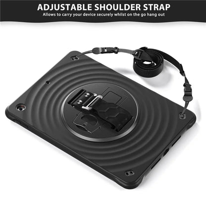 For iPad 10.2 (2021) / (2020) / (2019) Case Kickstand Silicone Hand Strap Tablet Cover with Shoulder Strap