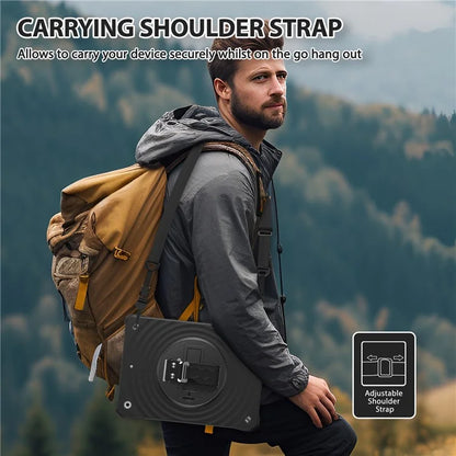 For iPad 10.2 (2021) / (2020) / (2019) Case Kickstand Silicone Hand Strap Tablet Cover with Shoulder Strap