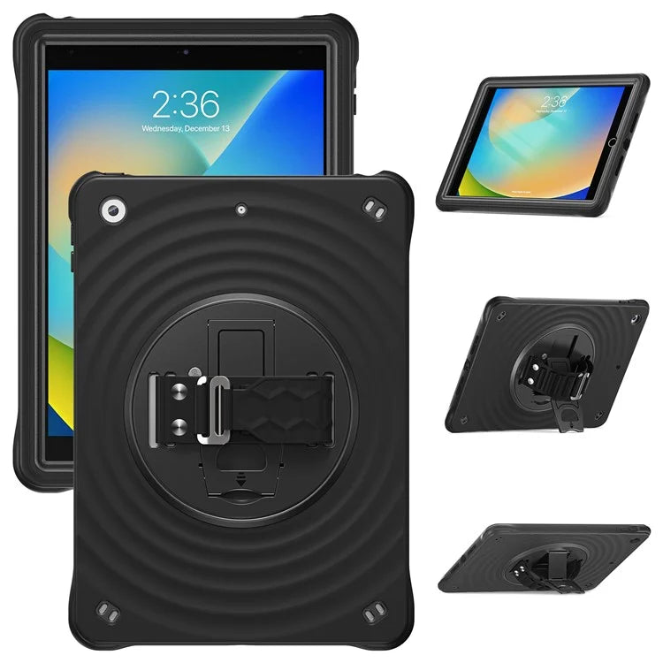 For iPad 10.2 (2021) / (2020) / (2019) Case Hand Strap Kickstand TPU+PC+Silicone Tablet Cover