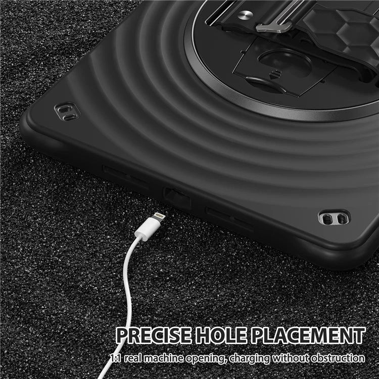 For iPad 10.2 (2021) / (2020) / (2019) Case Hand Strap Kickstand TPU+PC+Silicone Tablet Cover