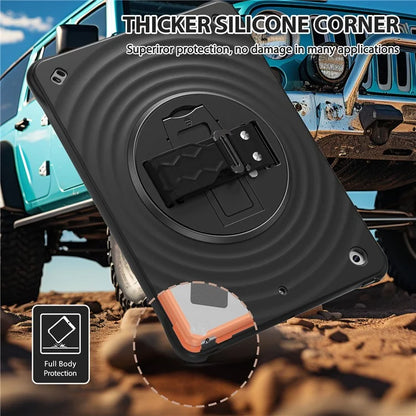 For iPad 10.2 (2021) / (2020) / (2019) Case Hand Strap Kickstand TPU+PC+Silicone Tablet Cover
