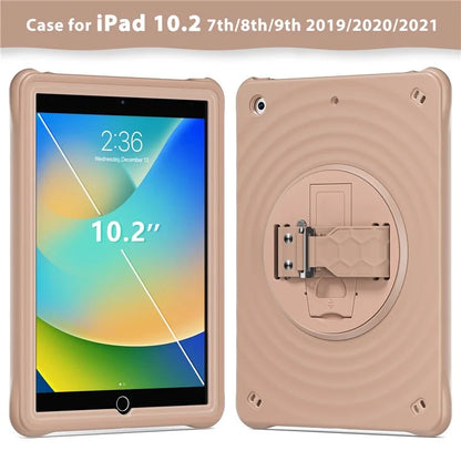 For iPad 10.2 (2021) / (2020) / (2019) Case Hand Strap Kickstand TPU+PC+Silicone Tablet Cover