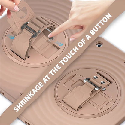 For iPad 10.2 (2021) / (2020) / (2019) Case Hand Strap Kickstand TPU+PC+Silicone Tablet Cover
