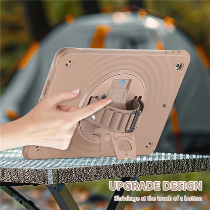 For iPad 10.2 (2021) / (2020) / (2019) Case Hand Strap Kickstand TPU+PC+Silicone Tablet Cover