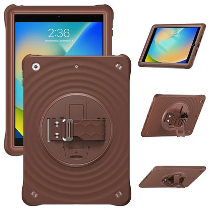 For iPad 10.2 (2021) / (2020) / (2019) Case Hand Strap Kickstand TPU+PC+Silicone Tablet Cover