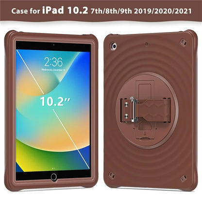 For iPad 10.2 (2021) / (2020) / (2019) Case Hand Strap Kickstand TPU+PC+Silicone Tablet Cover
