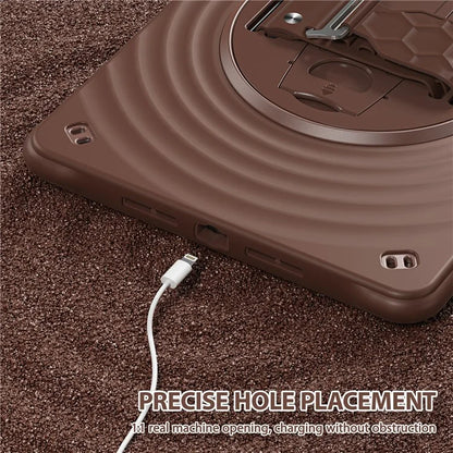 For iPad 10.2 (2021) / (2020) / (2019) Case Hand Strap Kickstand TPU+PC+Silicone Tablet Cover