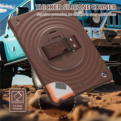 For iPad 10.2 (2021) / (2020) / (2019) Case Hand Strap Kickstand TPU+PC+Silicone Tablet Cover