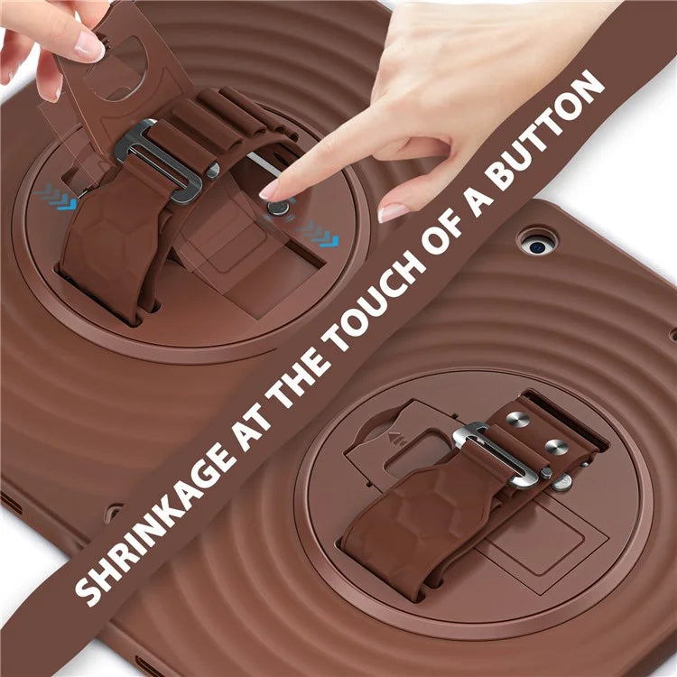 For iPad 10.2 (2021) / (2020) / (2019) Case Hand Strap Kickstand TPU+PC+Silicone Tablet Cover