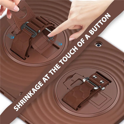 For iPad 10.2 (2021) / (2020) / (2019) Case Hand Strap Kickstand TPU+PC+Silicone Tablet Cover