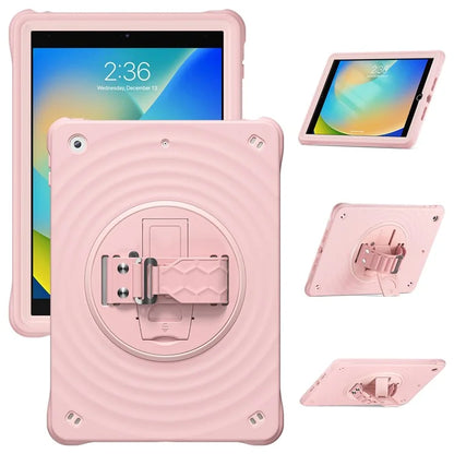 For iPad 10.2 (2021) / (2020) / (2019) Case Hand Strap Kickstand TPU+PC+Silicone Tablet Cover