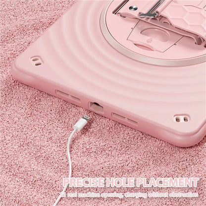 For iPad 10.2 (2021) / (2020) / (2019) Case Hand Strap Kickstand TPU+PC+Silicone Tablet Cover