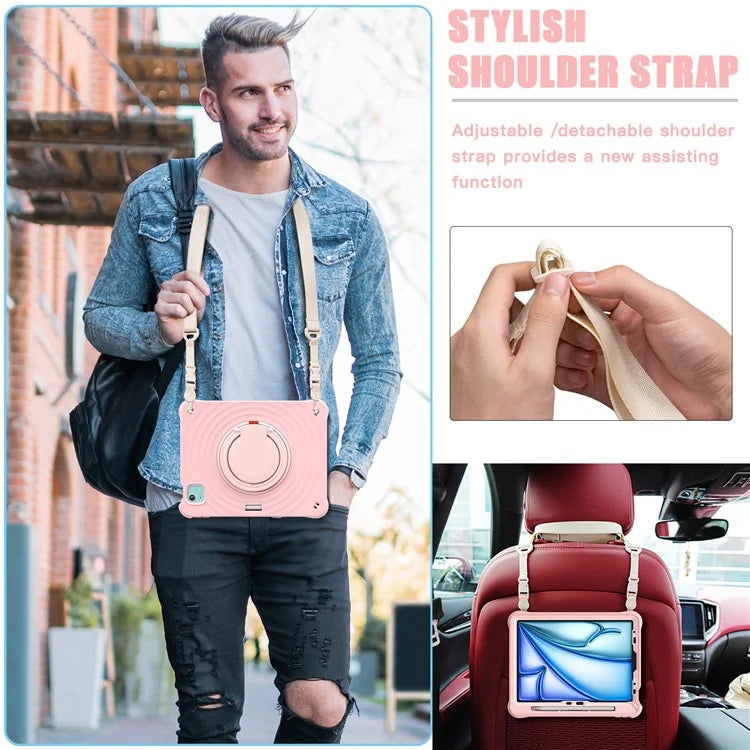 For iPad Air 11 (2024) / Air (2022) / (2020) / iPad Pro 11 (2022) / (2021) / (2020) / (2018) Kickstand Case with Shoulder Strap