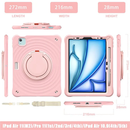 For iPad Air 11 (2024) / Air (2022) / (2020) / iPad Pro 11 (2022) / (2021) / (2020) / (2018) Kickstand Case with Shoulder Strap