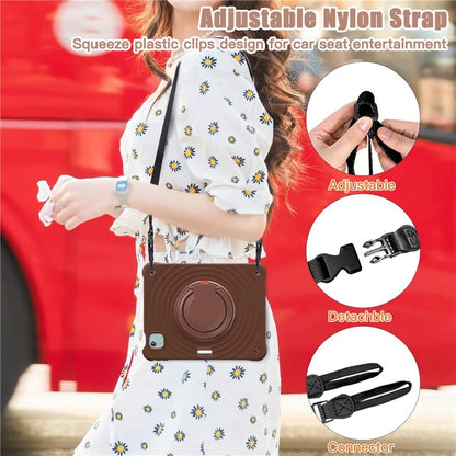 For iPad Air 11 (2024) / Air (2022) / (2020) / iPad Pro 11 (2022) / (2021) / (2020) / (2018) Kickstand Case with Shoulder Strap