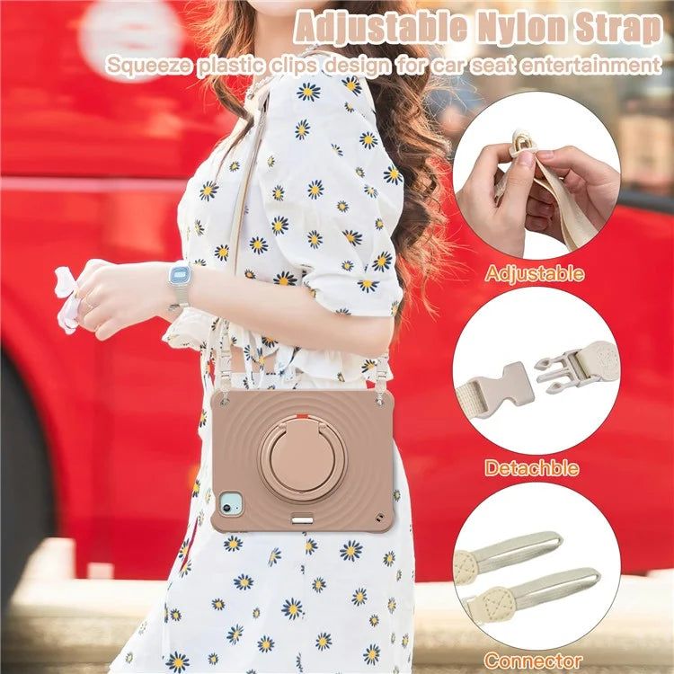 For iPad Air 11 (2024) / Air (2022) / (2020) / iPad Pro 11 (2022) / (2021) / (2020) / (2018) Kickstand Case with Shoulder Strap