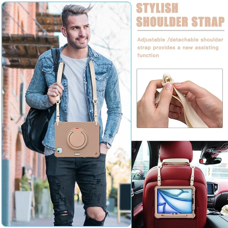 For iPad Air 11 (2024) / Air (2022) / (2020) / iPad Pro 11 (2022) / (2021) / (2020) / (2018) Kickstand Case with Shoulder Strap
