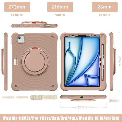 For iPad Air 11 (2024) / Air (2022) / (2020) / iPad Pro 11 (2022) / (2021) / (2020) / (2018) Kickstand Case with Shoulder Strap