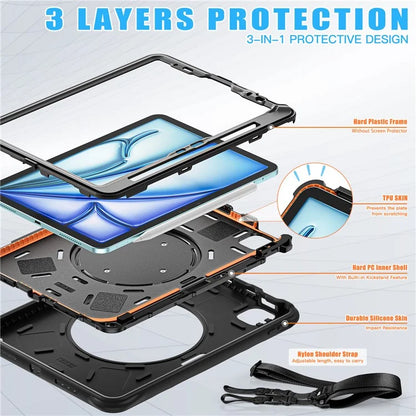 For iPad Air 11 (2024) / Air (2022) / (2020) / iPad Pro 11 (2022) / (2021) / (2020) / (2018) Kickstand Case with Shoulder Strap