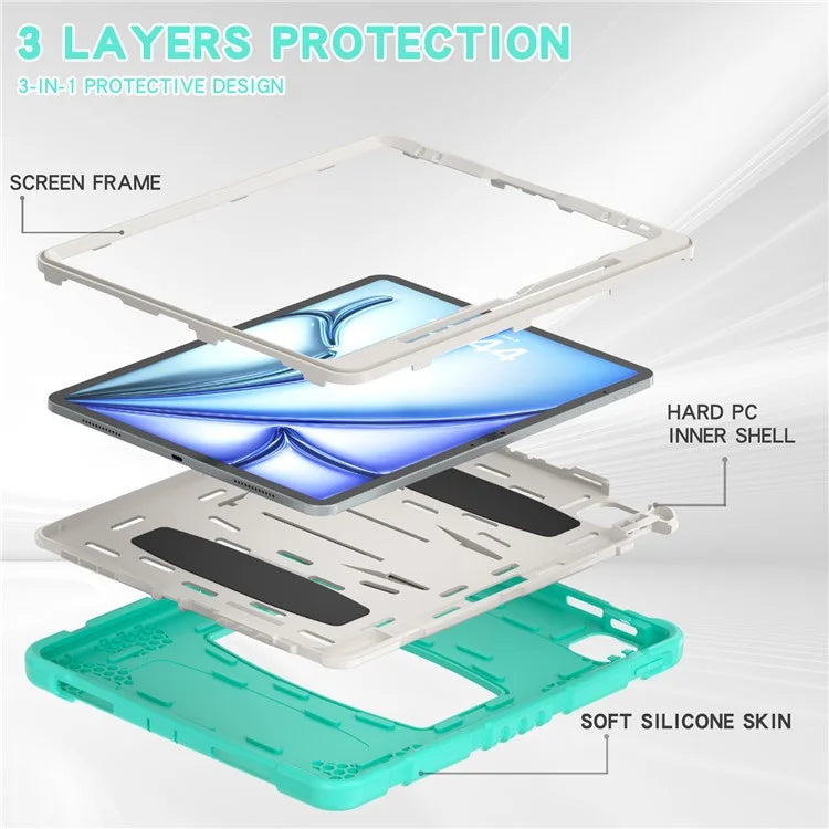 For iPad Air 13 (2024) / iPad Pro 12.9 (2022) / (2021) / (2020) / (2018) Case PC+Silicone Kickstand Tablet Cover