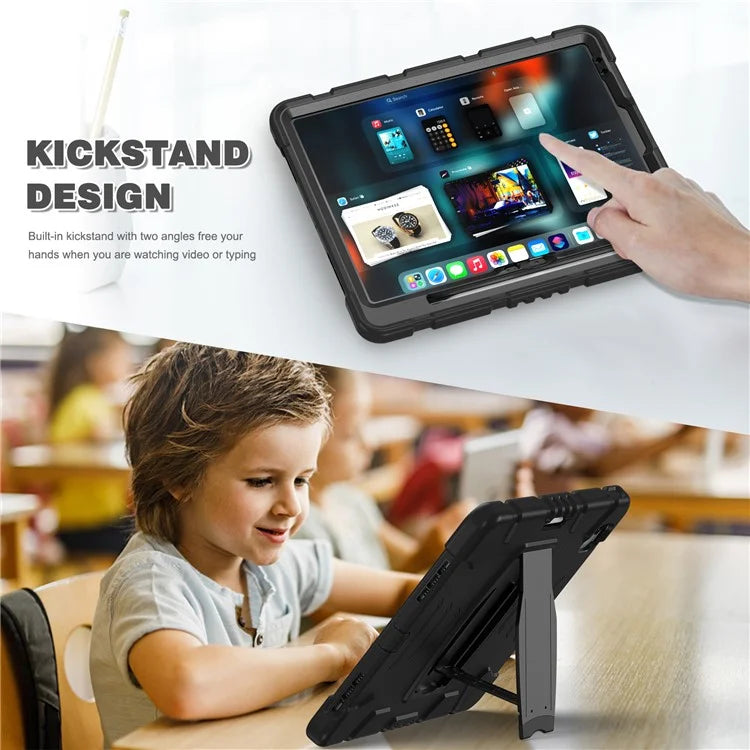 For iPad Air 13 (2024) / iPad Pro 12.9 (2022) / (2021) / (2020) / (2018) Case PC+Silicone Kickstand Tablet Cover