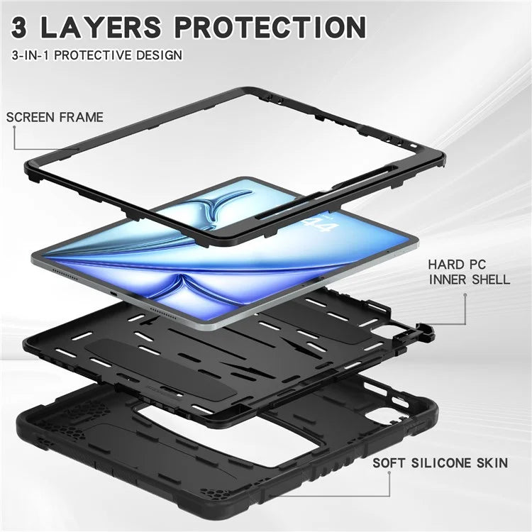 For iPad Air 13 (2024) / iPad Pro 12.9 (2022) / (2021) / (2020) / (2018) Case PC+Silicone Kickstand Tablet Cover