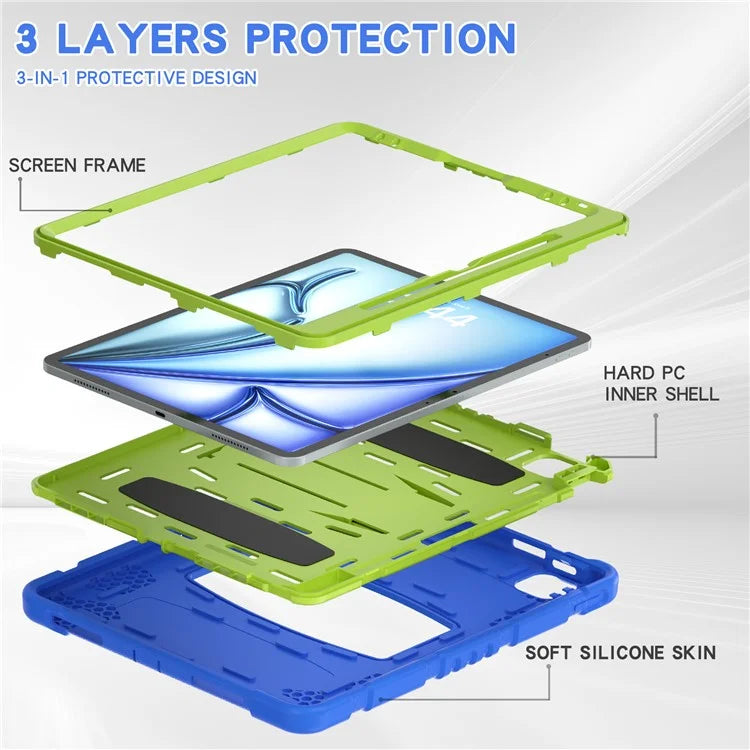 For iPad Air 13 (2024) / iPad Pro 12.9 (2022) / (2021) / (2020) / (2018) Case PC+Silicone Kickstand Tablet Cover