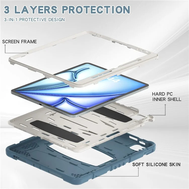 For iPad Air 13 (2024) / iPad Pro 12.9 (2022) / (2021) / (2020) / (2018) Case PC+Silicone Kickstand Tablet Cover
