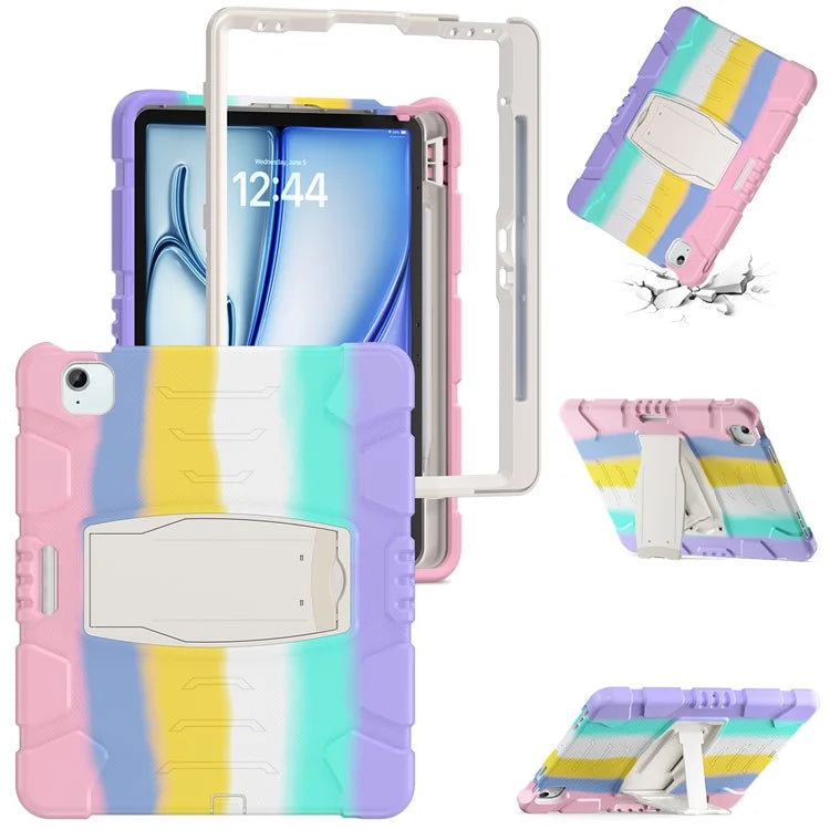 For iPad Air 13 (2024) / iPad Pro 12.9 (2022) / (2021) / (2020) / (2018) Case PC+Silicone Kickstand Tablet Cover