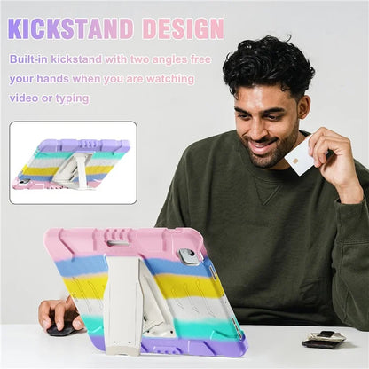 For iPad Air 13 (2024) / iPad Pro 12.9 (2022) / (2021) / (2020) / (2018) Case PC+Silicone Kickstand Tablet Cover