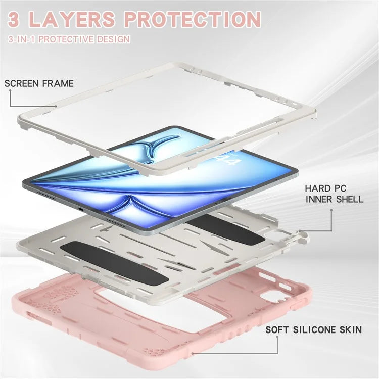 For iPad Air 13 (2024) / iPad Pro 12.9 (2022) / (2021) / (2020) / (2018) Case PC+Silicone Kickstand Tablet Cover